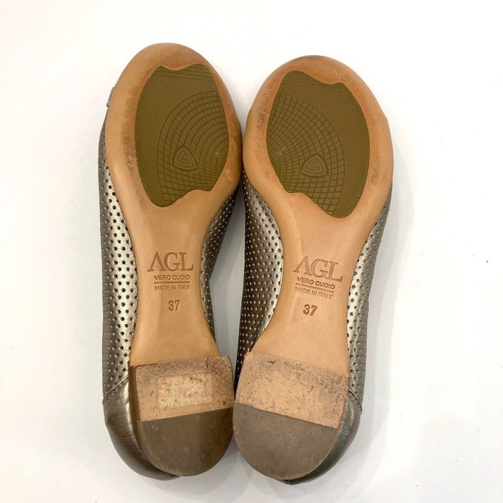 AGL Monika Cap Toe Ballet Flat EU 37 Womens 7 Italy Pewter Leather Patent Toe - Picture 6 of 9